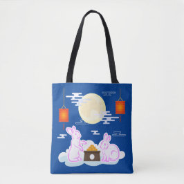 Bolsa Tote Festival de Meio Outono Coelho da Lua Bolo Lunar N