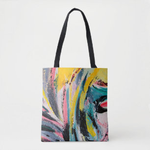 Bolsa Tote Festival de primavera. Pintura de textura multicol