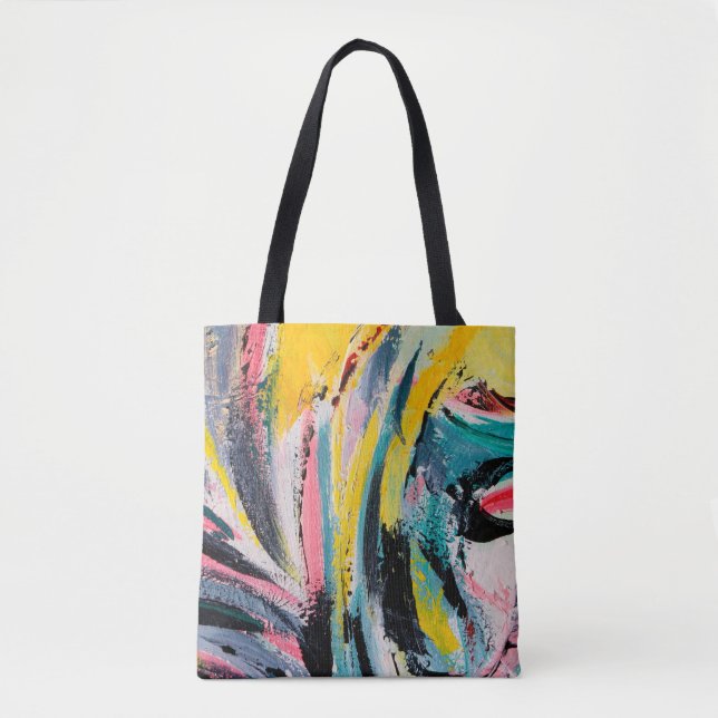 Bolsa Tote Festival de primavera. Pintura de textura multicol (Frente)