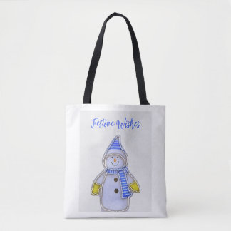 Bolsa Tote Festive Wishes. Snowman design