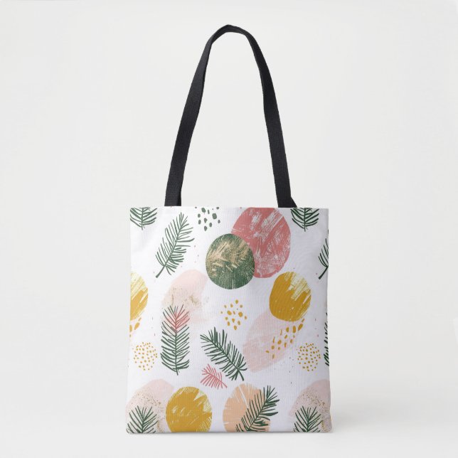 Bolsa Tote Festivo Natal Único Verde, Dourado e Rosa (Frente)