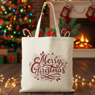Bolsa Tote Festivo Vermelho Feliz Natal Férias
