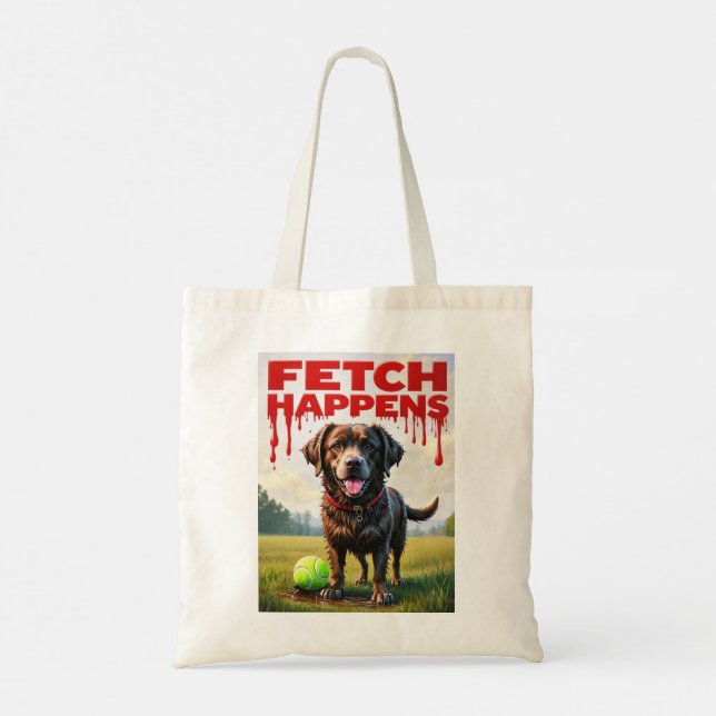 Bolsa Tote Fetch Acontece Um cão humorístico, mochila labrado (Verso)