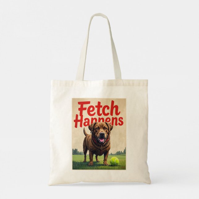 Bolsa Tote Fetch Acontece Um cão humorístico, mochila labrado (Verso)