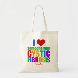 Bolsa Tote Fibrose Cística Amor Arco-Íris Nome Personalizado