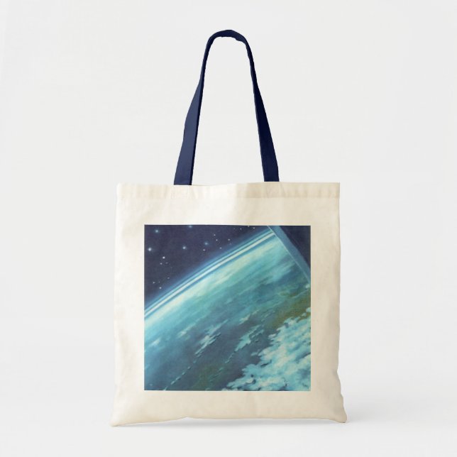 Bolsa Tote Ficção científica retrô, Terra à noite com estrela (Frente)