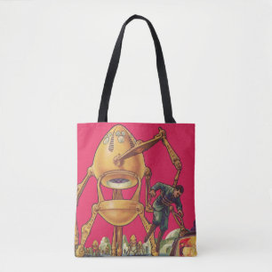 Bolsa Tote Ficção Científica Vintage Robô Alien Captura Homem