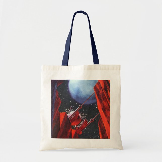 Bolsa Tote Ficção científica vintage, veículo espacial lunar  (Frente)