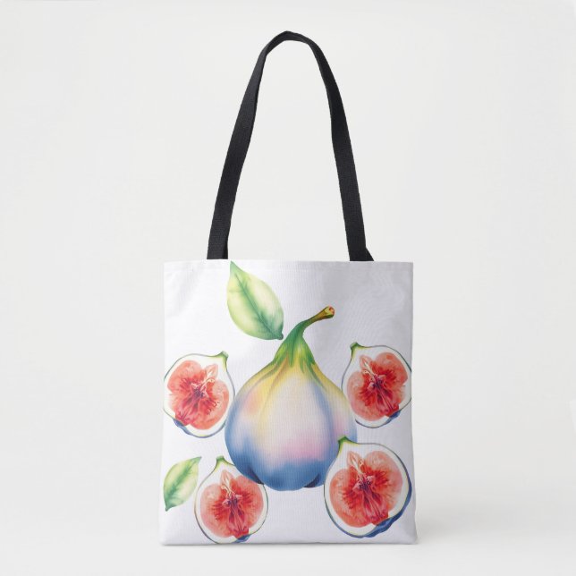 Bolsa Tote Fig de Cores de Água Frescas com Branco Suave (Frente)