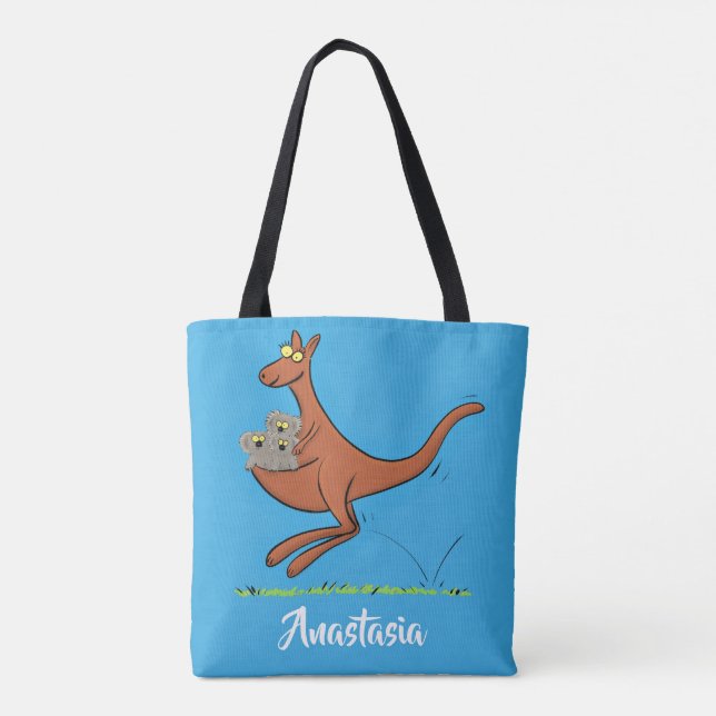 Bolsa Tote Figura de desenho animado de canguru e koalas (Verso)