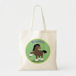 Bolsa Tote Figura de desenho animado de cavalo Clydesdale