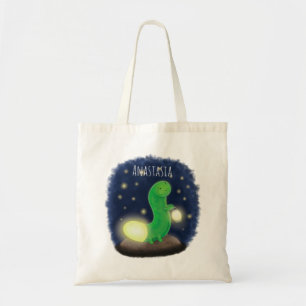 Bolsa Tote Figura de desenho animado do verme verde-claro