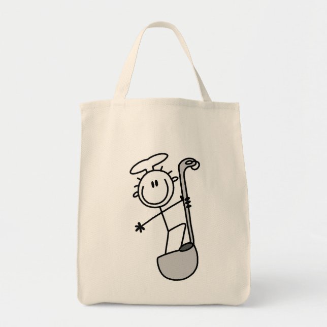 Bolsa Tote Figura de Palito de Chef com Concha (Frente)
