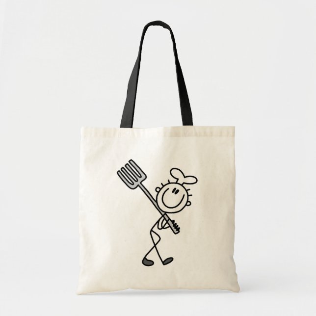 Bolsa Tote Figura de palito de chef com garfo (Frente)