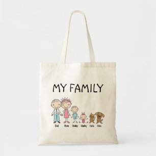 Bolsa Tote Figura personalizada sacola da vara da família