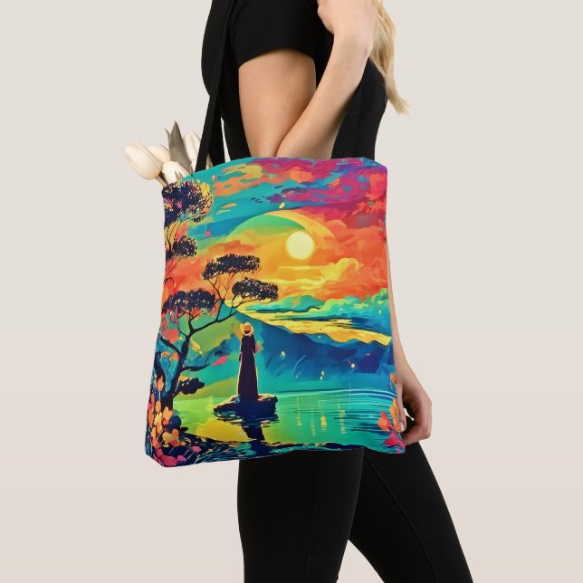 Bolsa Tote Figura solitária no Sunset (Close Up)