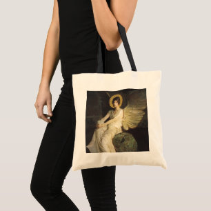 Bolsa Tote Figura voada assentada em cima de uma rocha por