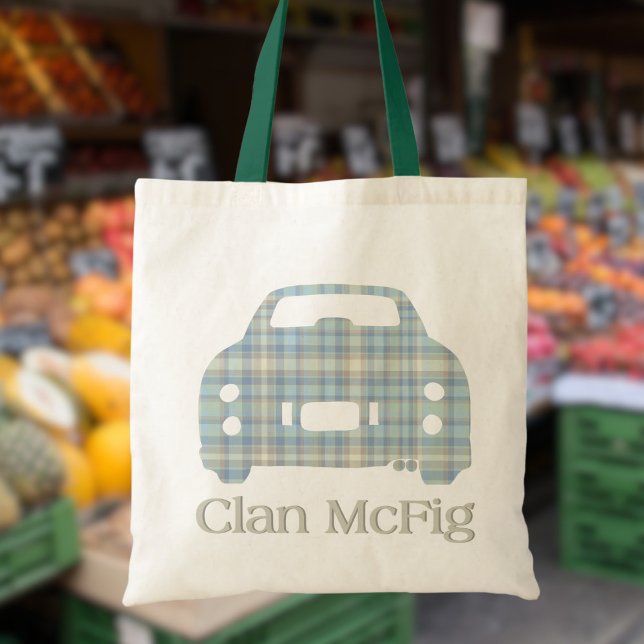 Bolsa Tote Figuras Clan McFig Tartan Car Figaro Tote Bag (Are you a member of the Clan McFig? Perfect figaro tote bag just for you)