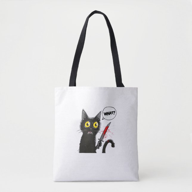 Bolsa Tote Figurino de Halloween de Gato Negro Que Gato Engra (Frente)