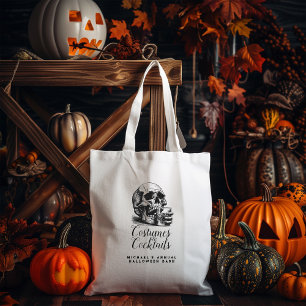 Bolsa Tote Figurinos e coquetéis do crânio preto das Hallowee