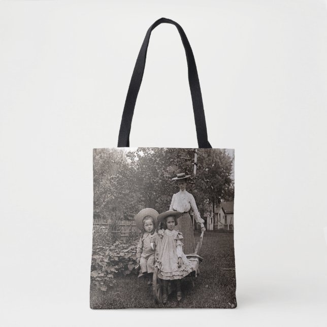 Bolsa Tote Filhas-Mãe, Jardim de Jardinagem Heirloom 1890 (Frente)