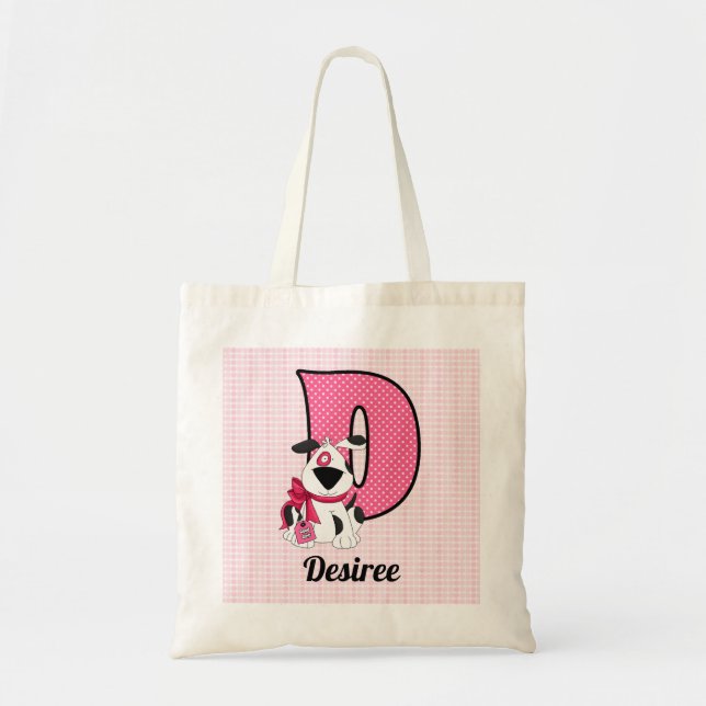 Bolsa Tote Filhos de Cães Monograma - Letra D Rosa (Frente)