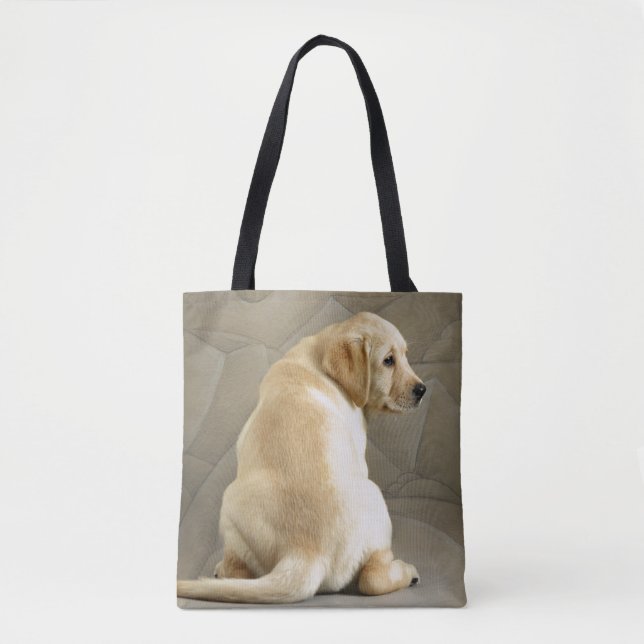 Bolsa Tote Filhote de cachorro amarelo de labrador retriever (Frente)