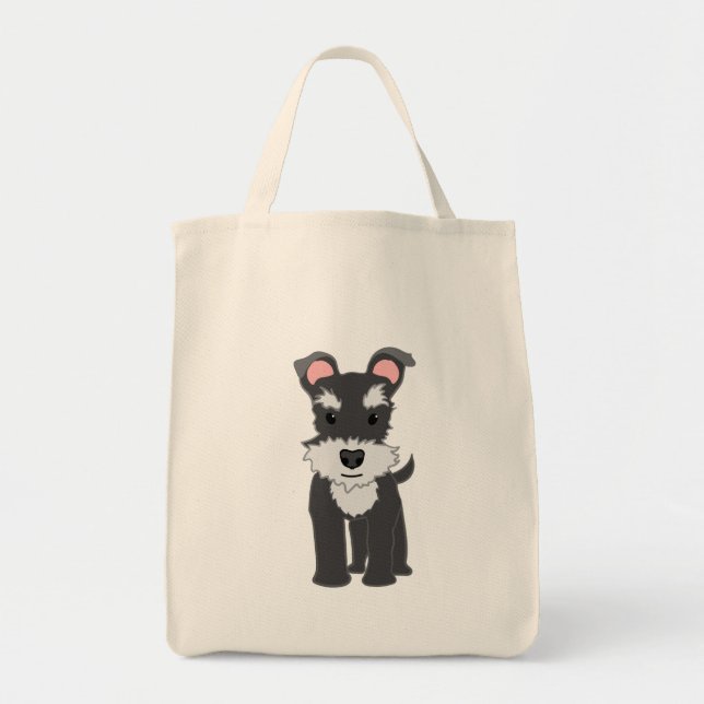 Bolsa Tote Filhote de cachorro cinzento bonito do schnauzer (Frente)