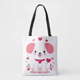 Bolsa Tote Filhote de dia de os namorados branco