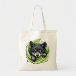 Bolsa Tote Filhote de lobo no verde: