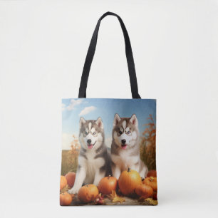 Bolsa Tote Filhote de Malamute do Alasca Delícia de Outono Ab