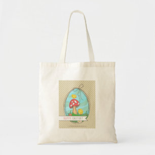 Bolsa Tote Filhote de Páscoa fofo com cogumelo Feliz Páscoa