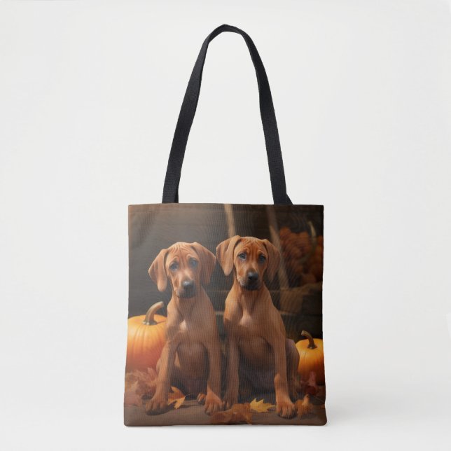 Bolsa Tote Filhote de Rhodesian Ridgeback Delícia de Outono A (Frente)