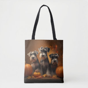 Bolsa Tote Filhote de Schnauzer Delícia de Outono Abóbora