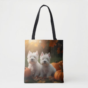 Bolsa Tote Filhote de West Highland White Terrier Abóbora de