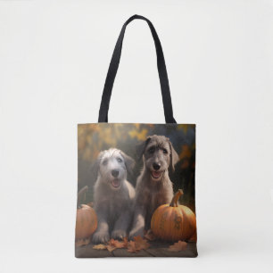 Bolsa Tote Filhote de Wolfhound Delícia de Outono Abóbora