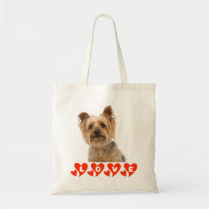 Bolsa Tote Filhote de Yorkshire Terrier Cachorro Coração Verm