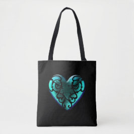 Bolsa Tote Filigree Goth Coração Azul Gelo