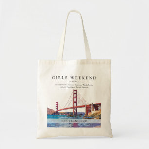 Bolsa Tote Fim de Semana das Meninas com Aquarela da Silhueta