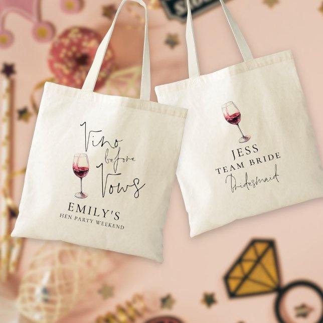 Bolsa Tote Fim de Semana de Despedida de Solteira Vino Before (front and back view)