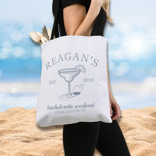 Bolsa Tote Fim de Semana de Garotas na Praia Festa de Solteir ("Last toast on the coast" beach bachelorette party girls weekend tote bag gift favor personalized )