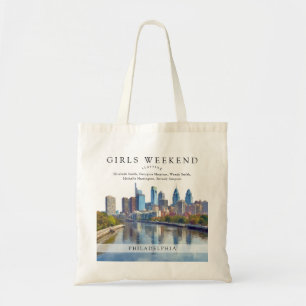 Bolsa Tote Fim de semana de meninas Philadelphia Skyline aqua