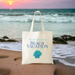 Bolsa Tote Fim de Semana de Reunião na Praia Blue Shell Perso