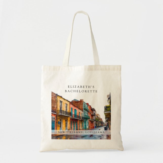 Bolsa Tote Fim de semana de solteira em New Orleans com aquar (Frente)