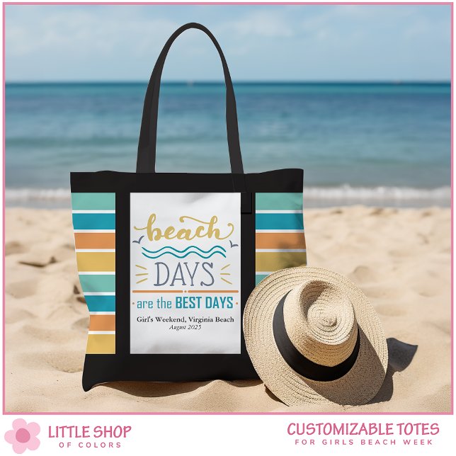 Bolsa Tote Fim de Semana Personalizado de Meninas na Praia (Criador carregado)