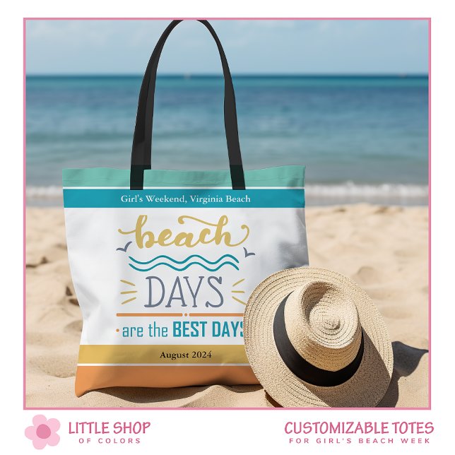 Bolsa Tote Fim de Semana Personalizado de Meninas na Praia (Criador carregado)