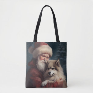 Bolsa Tote Finnish Lapphund Papai Noel Natal Festivo