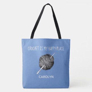 Bolsa Tote Fios e gancho de crochê, personalizado, seu nome