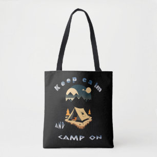 Bolsa Tote Fique calmo e acampado no campo de aventura