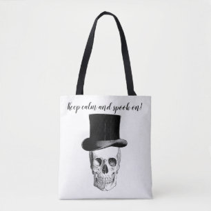 Bolsa Tote Fique calmo e espante-se! saco do crânio vintage